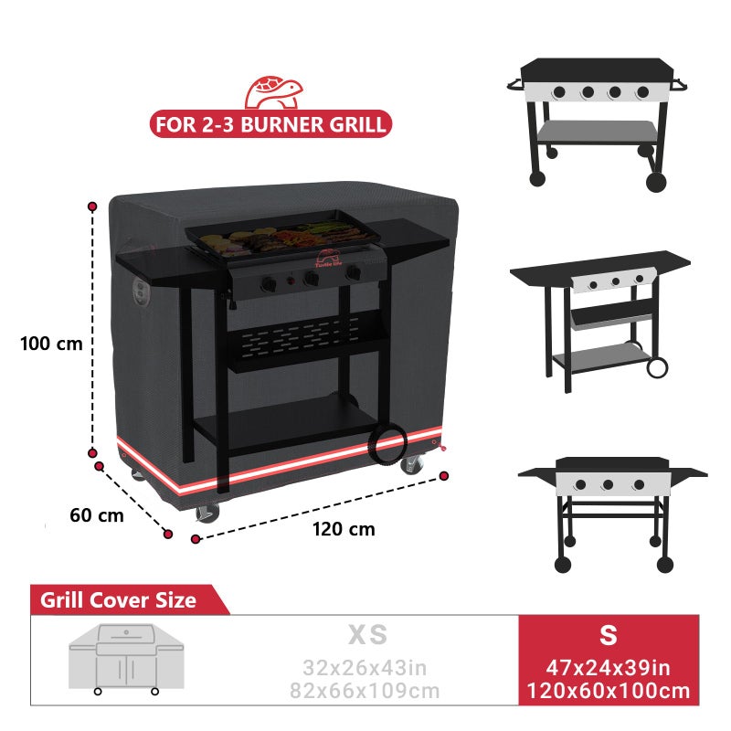Turtle Life BBQ Grill Cover, 46 Inch Heavy Duty Waterproof Barbecue Gas Grill Covers for Flat Top Griddle, Anti-Fading Cover for Gas Grill, Black - Image 2